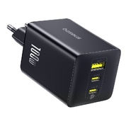 Fali töltőadapter 100 W, 2× USB-C és 1× USB-A, Baseus „EnerFill FE1” – fekete