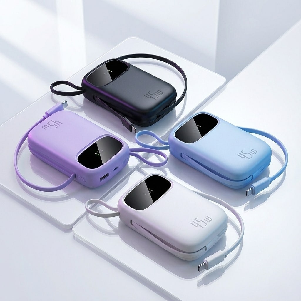 Baseus EnerFill Qpow3 45W power bank - 10000 mAh beépített USB-C és Lightning kábelekkel