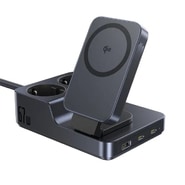 Baseus Nomos ND11 6v1 töltőállomás - mágneses vezeték nélküli töltés 15W, Qi2, USB-C 67W - fekete