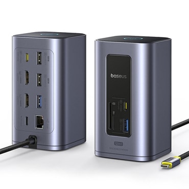 USB-C hub állomás Baseus NU1 Air Spacemate - 12v1, HDMI, USB-C, RJ45, SD/TF - szürke