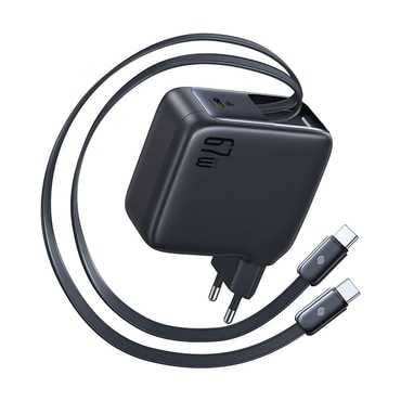 Baseus EnerCore CJ21 fali töltő - 67W, 2x kihúzható USB-C kábel, 3x USB-C - fekete