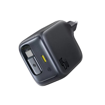 Baseus EnerCore CJ11 fali töltő - 45W, GaN, kihúzható USB-C kábel - fekete