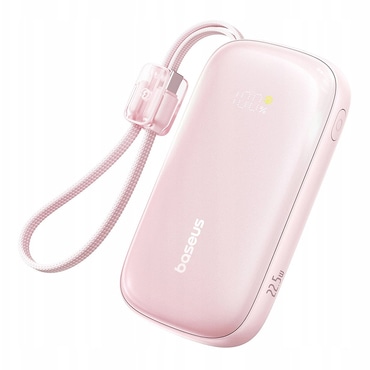 Power bank 10000mAh 22.5W beépített kábellel Baseus „EnerFill Qpow3 Ultra” – nebula pink