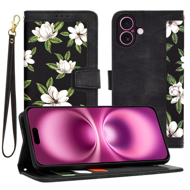 Nyitható tok Techsuit "FlipCraft" iPhone 16 Plus készülékekhez - flowers of the dawn