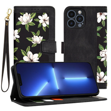 Nyitható tok Techsuit "FlipCraft" iPhone 13 Pro Max készülékekhez - flowers of the dawn