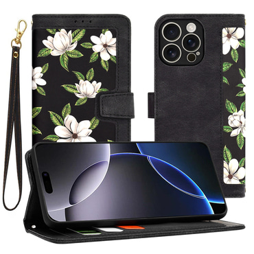 Nyitható tok Techsuit "FlipCraft" iPhone 16 Pro Max készülékekhez - flowers of the dawn