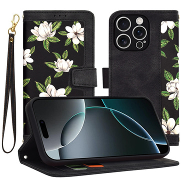 Nyitható tok Techsuit "FlipCraft" iPhone 16 Pro készülékekhez - flowers of the dawn