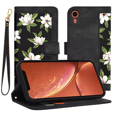 Nyitható tok Techsuit "FlipCraft" iPhone XR készülékekhez - flowers of the dawn