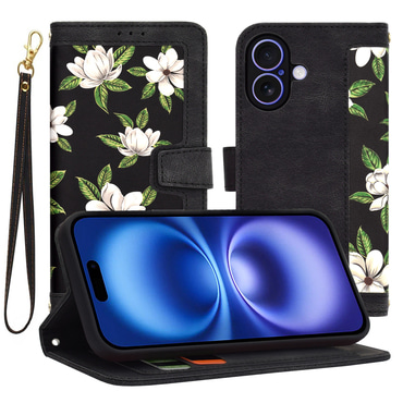 Nyitható tok Techsuit "FlipCraft" iPhone 16 készülékekhez - flowers of the dawn