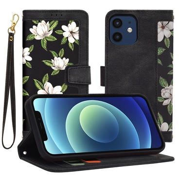 Nyitható tok Techsuit "FlipCraft" iPhone 12 / iPhone 12 Pro készülékekhez - flowers of the dawn