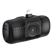 Wozinsky WF16-YLS 5000mAh power bank - 15W, beépített USB-C kábel, Apple Watch töltő - fekete