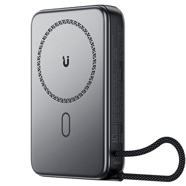 Acefast „M24” power bank USB-C kimenettel, beépített USB-C kábellel, 22.5W MagSafe – 10000 mAh – fém szürke