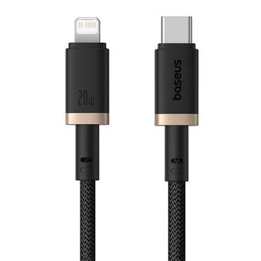 Baseus Dura Series USB-C–Lightning töltő- és adatkábel – 20W, 1 m – arany/fekete