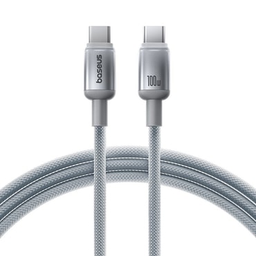 Baseus „Discolor” fonott töltő- és adatkábel USB-C-ről USB-C-re, 100W – 2m – ezüst