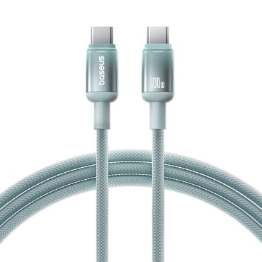Baseus „Discolor” fonott töltő- és adatkábel USB-C-ről USB-C-re, 100W – 2m – kék/zöld