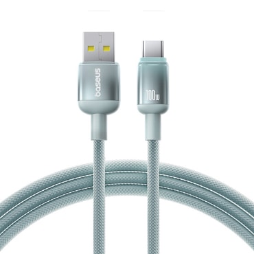 Baseus „Discolor” fonott töltő- és adatkábel USB-A-ról USB-C-re, 100W – 1m – kék/zöld