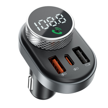 Proove „Sound Link” FM transzmitter és autós töltő 30W teljesítménnyel, 2× USB-A és 1× USB-C csatlakozóval – fekete