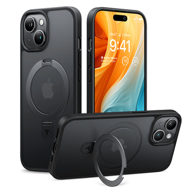 Prémium tok Torras "Ostand" iPhone 15 készülékekhez - black