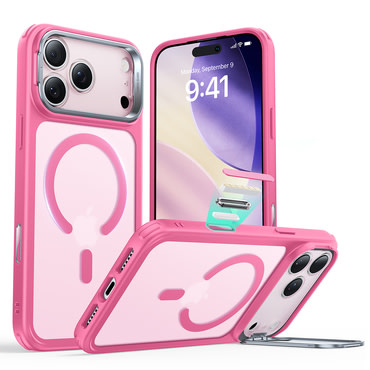 Hibrid tok ESR "Classic Hybrid HaloLock Kickstand" iPhone 17 Pro készülékekhez - frosted pink
