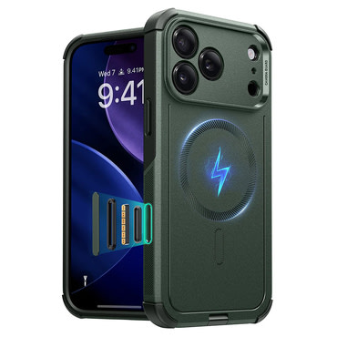 Hibrid tok ESR "Cyber HaloLock" iPhone 17 Pro készülékekhez - green