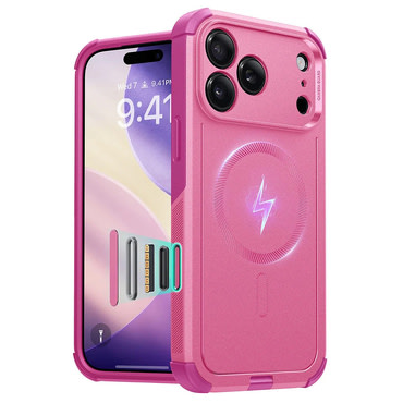 Hibrid tok ESR "Cyber HaloLock" iPhone 17 Pro Max készülékekhez - pink