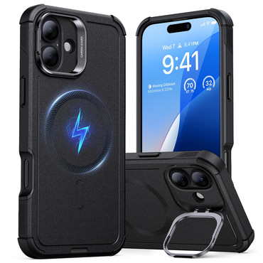 ESR Cyber Armor Kickstand hibrid tok iPhone 16 Plus készülékhez - fekete