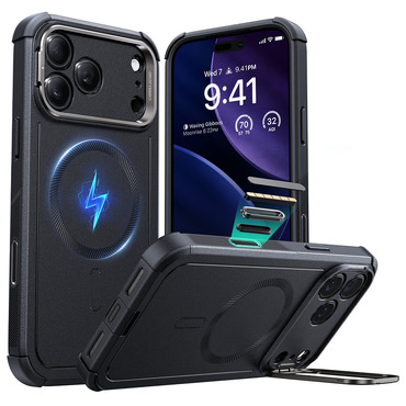 ESR Cyber Armor Kickstand hibrid tok iPhone 17 Pro készülékhez - black