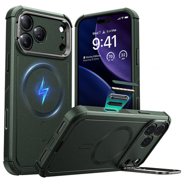 ESR Cyber Armor Kickstand hibrid tok iPhone 17 Pro készülékhez - green
