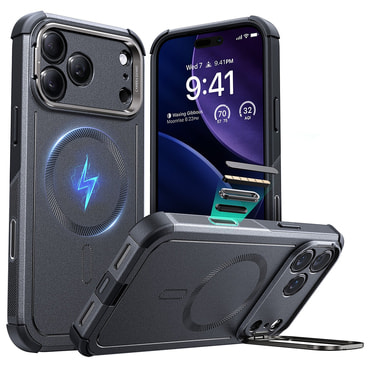 ESR Cyber Armor Kickstand hibrid tok iPhone 17 Pro készülékhez - grey