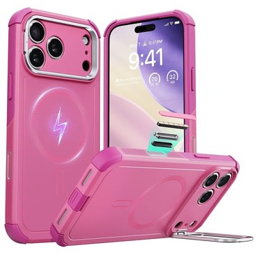 ESR Cyber Armor Kickstand hibrid tok iPhone 17 Pro készülékhez - rosy pink
