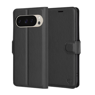 Nyitható tok Techsuit "Leather Folio" Google Pixel 9 / 9 Pro készülékekhez - fekete