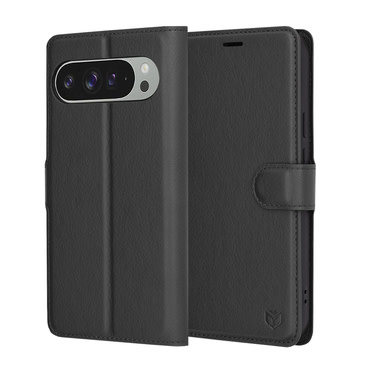 Nyitható tok Techsuit "Leather Folio" Google Pixel 9 Pro XL készülékekhez - fekete