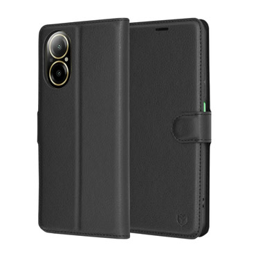 Nyitható tok Techsuit "Leather Folio" Realme C67 4G készülékekhez - fekete
