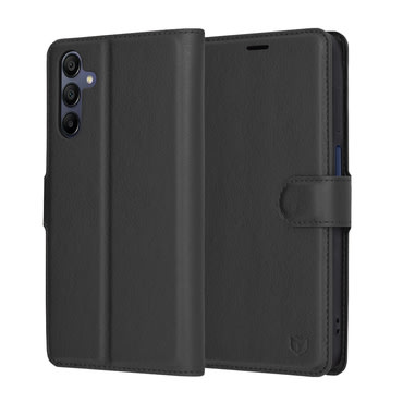 Nyitható tok Techsuit "Leather Folio" Samsung Galaxy A15 készülékekhez - fekete