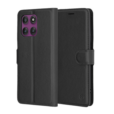 Nyitható tok Techsuit "Leather Folio" Motorola Edge 60 Pro készülékekhez - fekete