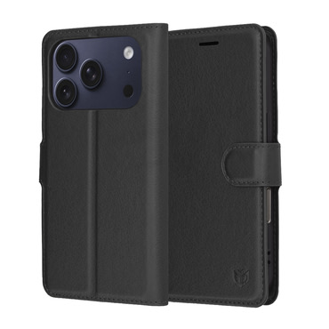 Nyitható tok Techsuit "Leather Folio" iPhone 17 Pro készülékekhez - fekete