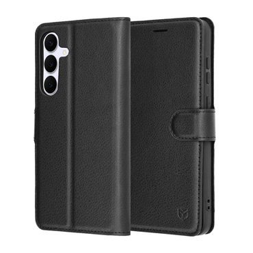Nyitható tok Techsuit "Leather Folio" Samsung Galaxy S25 FE készülékekhez - fekete