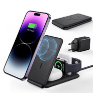 ESR 3 az 1-ben Qi2 15W töltőállomás iPhone Apple Watch AirPods fekete
