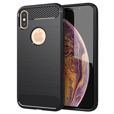 TPU gél tok "Brushed Carbon" iPhone XS Max készülékekhez - fekete
