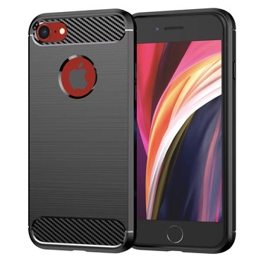 TPU gél tok "Brushed Carbon" iPhone SE 2022 / iPhone SE 2020 / iPhone 8 / iPhone 7 készülékekhez - fekete