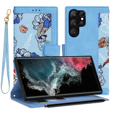 Nyitható tok Techsuit "FlipCraft" Samsung Galaxy S22 Ultra készülékekhez - vibrant blue