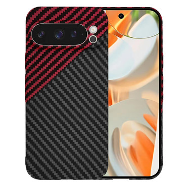 Kemény TPU tok Techsuit "Carbonite FiberShell" Google Pixel 9 Pro készülékekhez - red vortex