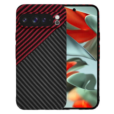 Kemény TPU tok Techsuit "Carbonite FiberShell" Google Pixel 9 Pro XL készülékekhez - red vortex