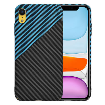 Kemény TPU tok Techsuit "Carbonite FiberShell" iPhone XR készülékekhez - blue pulse