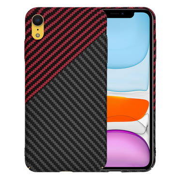 Kemény TPU tok Techsuit "Carbonite FiberShell" iPhone XR készülékekhez - red vortex