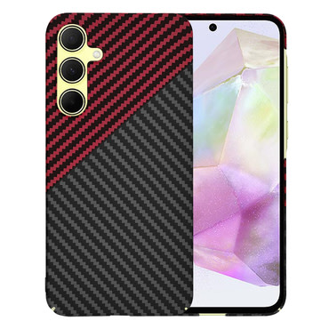Kemény TPU tok Techsuit "Carbonite FiberShell" Samsung Galaxy A35 készülékekhez - red vortex