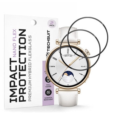 2-Pack Techsuit "Nano Flex" 3D Full Body kijelzővédő fólia Huawei Watch GT 4 41mm modellhez