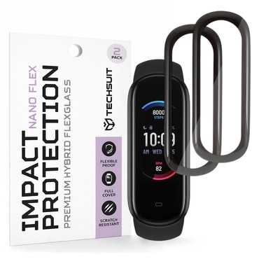 2-Pack Techsuit "Nano Flex" 3D Full Body kijelzővédő fólia Amazfit Band 5  modellhez