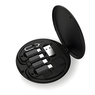 USB-C, Lightning, Micro és USB-A adapter és kábel készlet telefonnal kompatibilis, beépített állvánnyal, 60W, SIM és SD kártya tárolóval