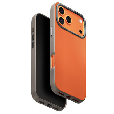 Prémium tok UNIQ "Lyden Leatherette Case™" műbőrből iPhone 17 Pro készülékhez - Orange / Beige